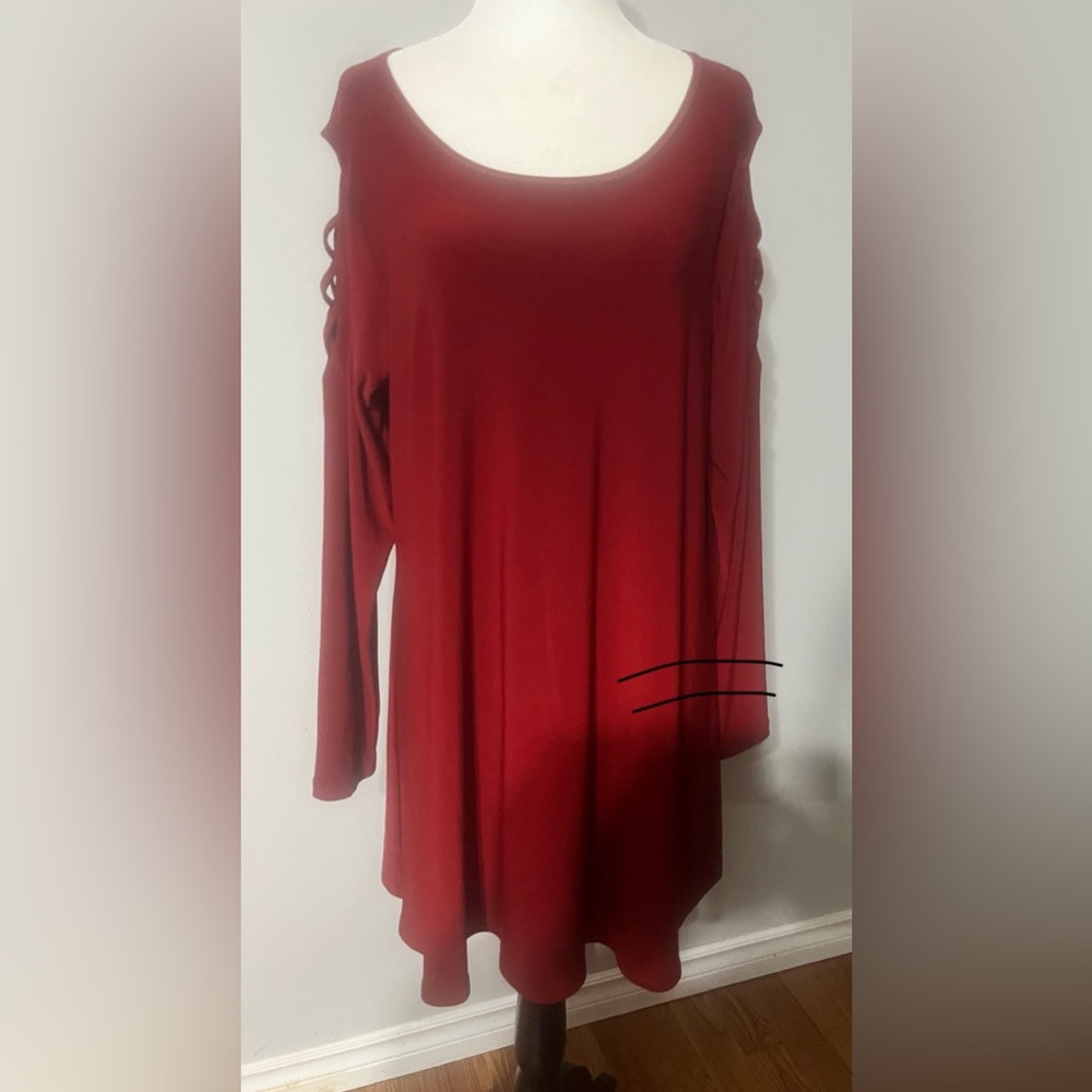 Simpli Womans Zig Zag Long Sleeved Tunic in Scarlet!!